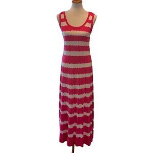 👗 Calvin Klein Pink & White Maxi Dress - Size 4